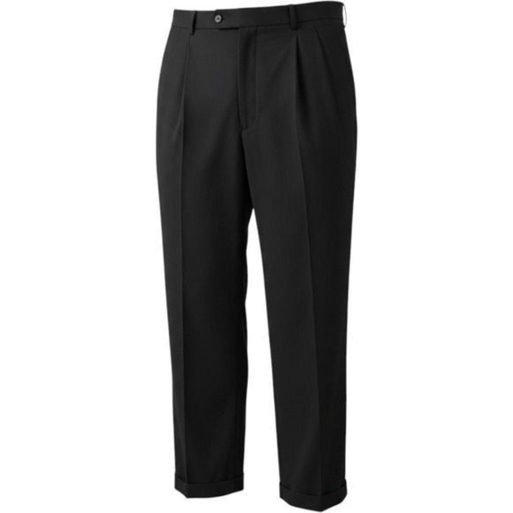 Stafford Dress Pants Men's 44x32 Navy Blue Pleated Worsted Wool Blend Cuffed
